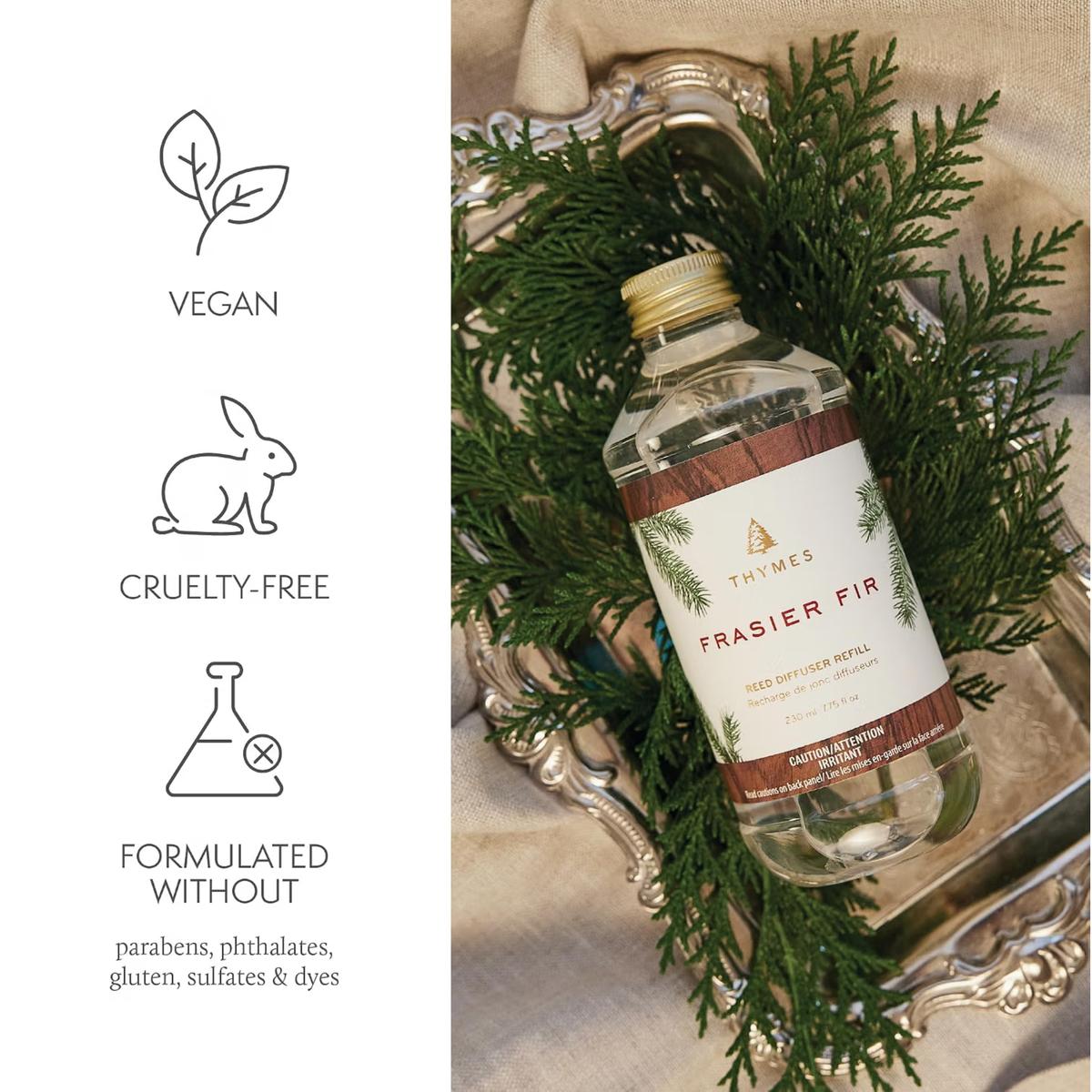 Thymes Reed Diffuser Oil Refill | Frasier Fir, Eucalyptus, Goldleaf & More | 7.75oz