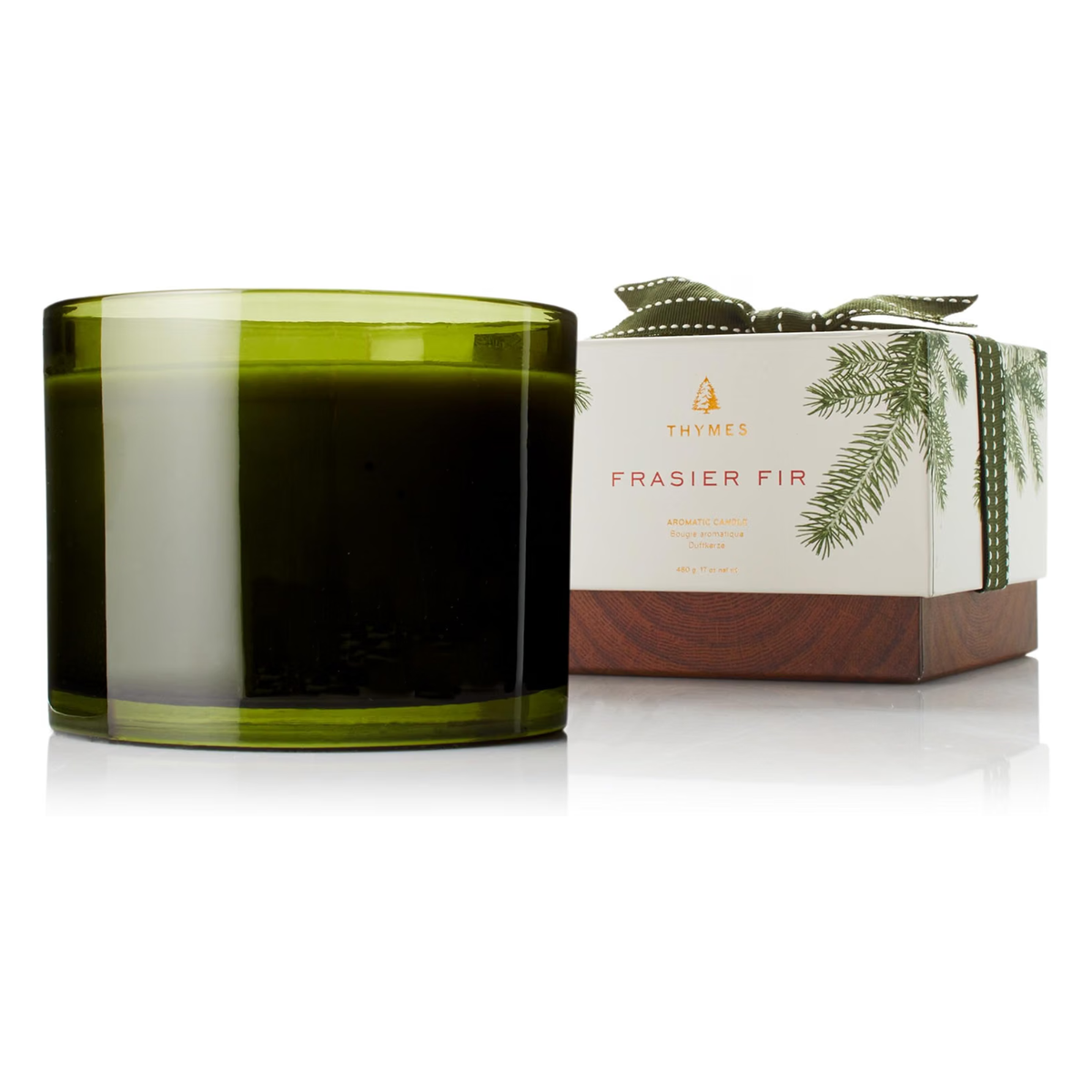 Thymes Frasier Fir Green Jar Candle | Crisp Siberian Fir, Cedarwood & Sandalwood