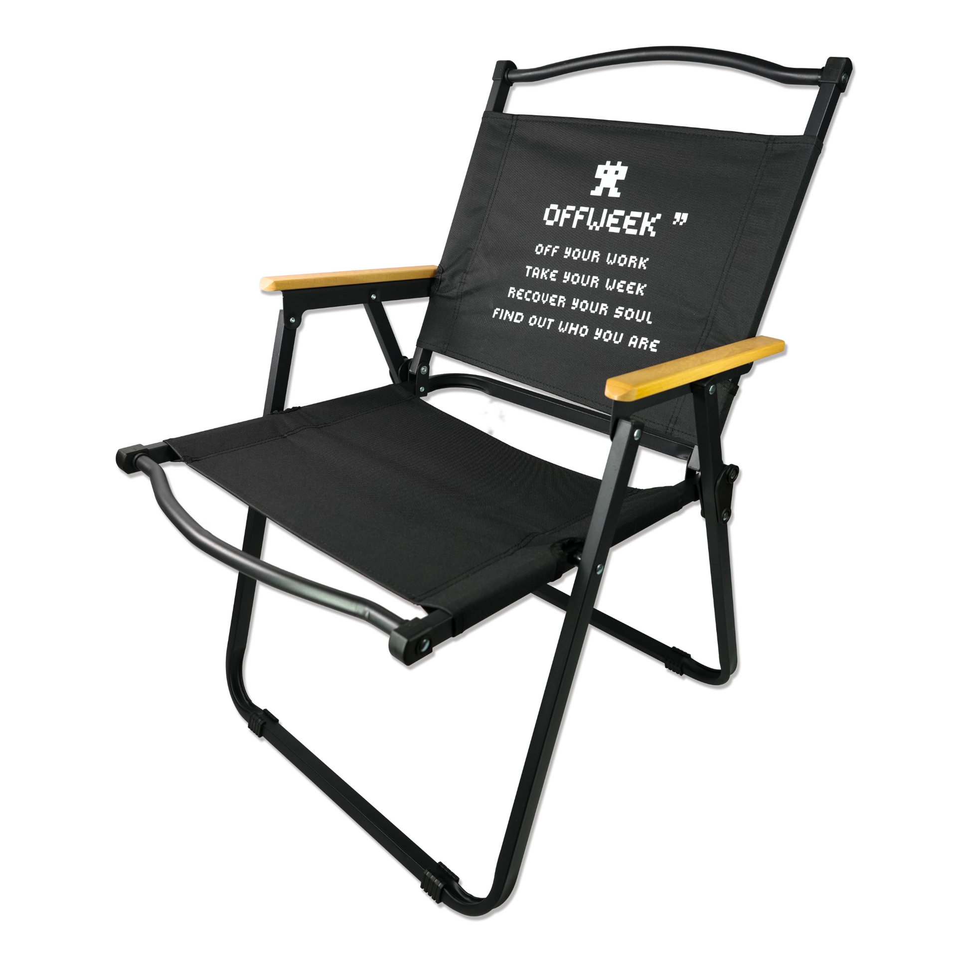 Lightweight Foldable Camping Chair with High Back and Wooden