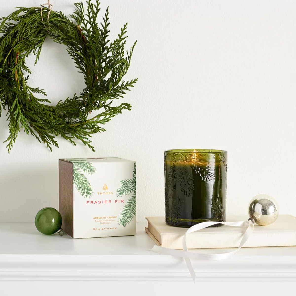 Thymes Frasier Fir Green Jar Candle | Crisp Siberian Fir, Cedarwood & Sandalwood