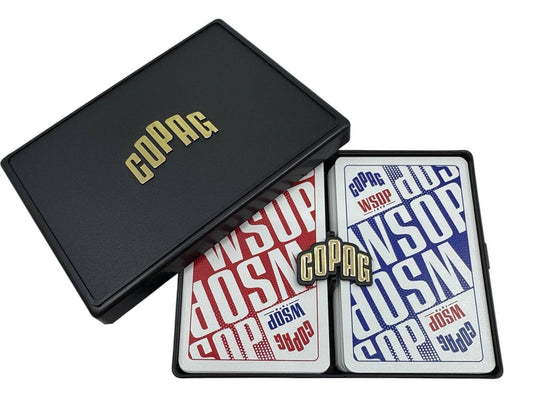 Copag WSOP 2025 Main Event 100% Plastic Playing Cards - Narrow Size (Bridge) Regular Index Red/Blue- Double Deck