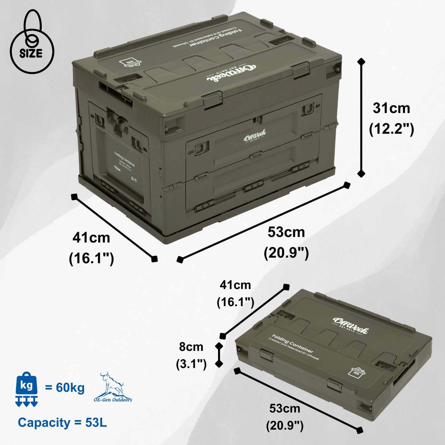 53L Side-Open Indoor/Outdoor Storage Box and Trunk Organizer