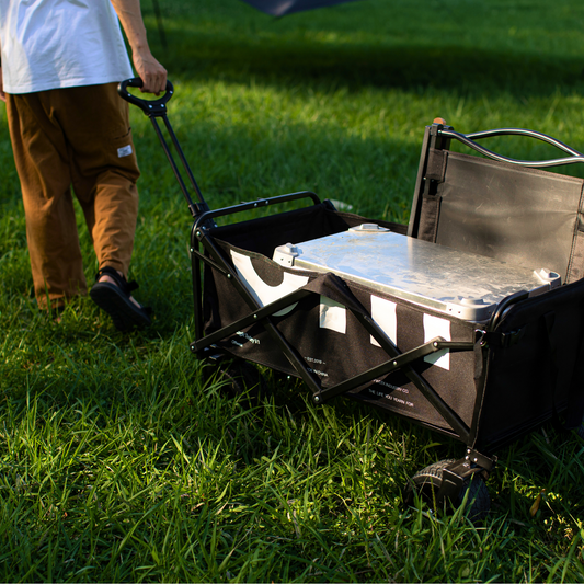 Premium Outdoor Folding Utility Wagon Cart with Open Trunk and All-Terrain Wheels