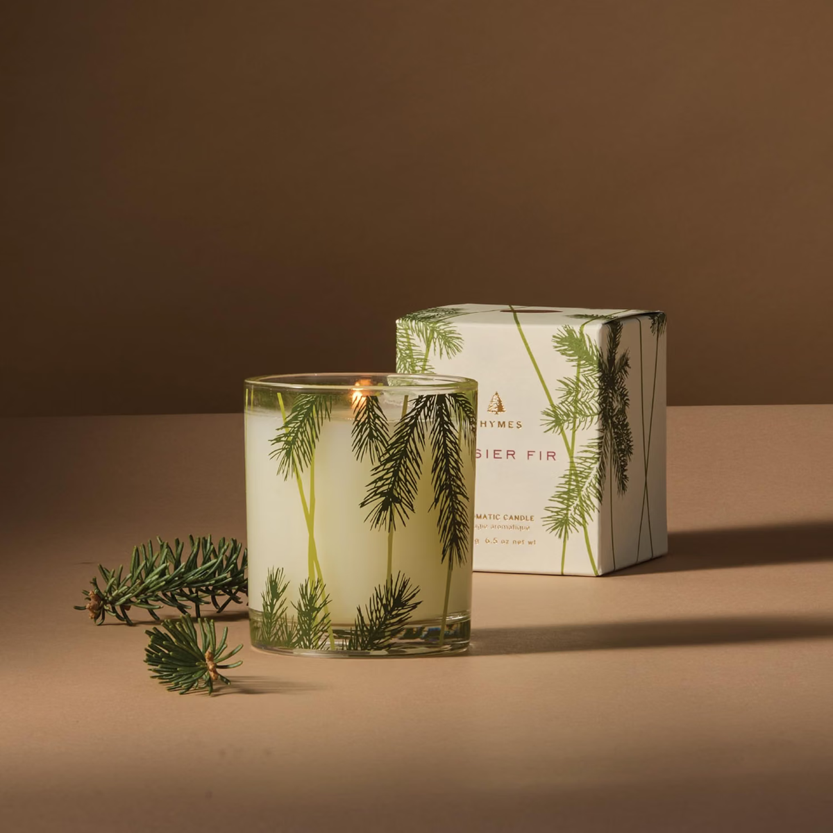 Thymes Frasier Fir Pine Needle Candle | Crisp Siberian Fir, Cedarwood & Sandalwood