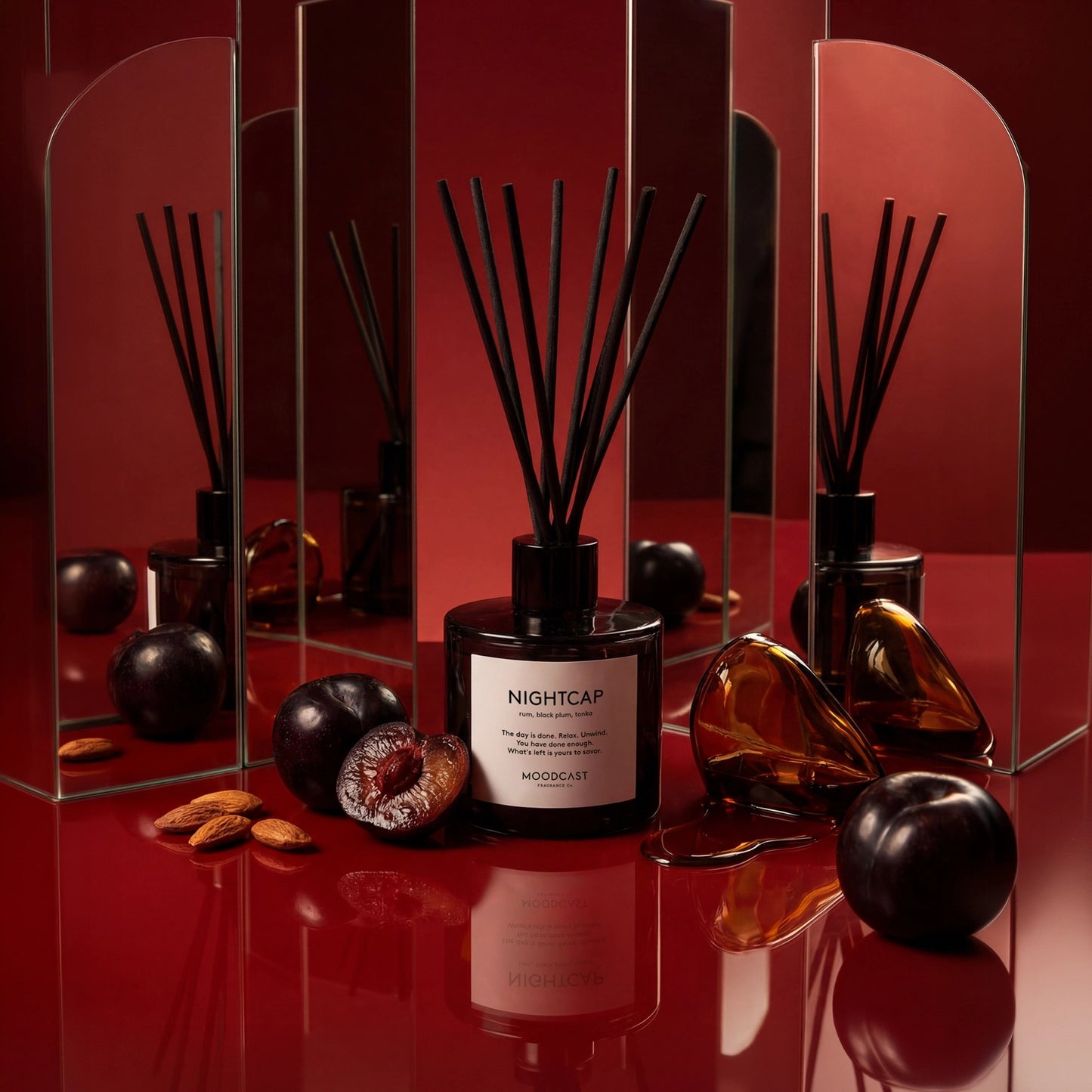 Moodcast Reed Diffuser | Night & Day | Nightcap | 3.4 oz Glass Jar