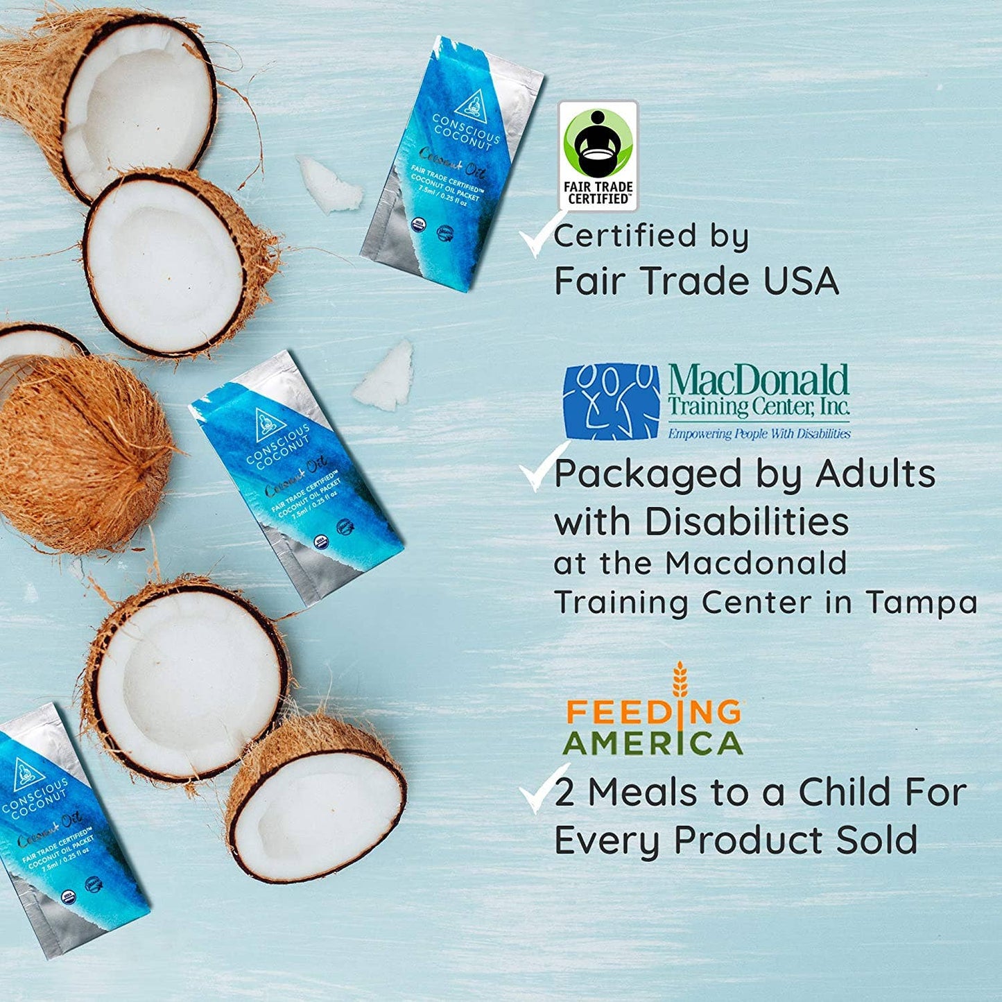 Conscious Coconut 100% Organic Coconut Oil Packets
