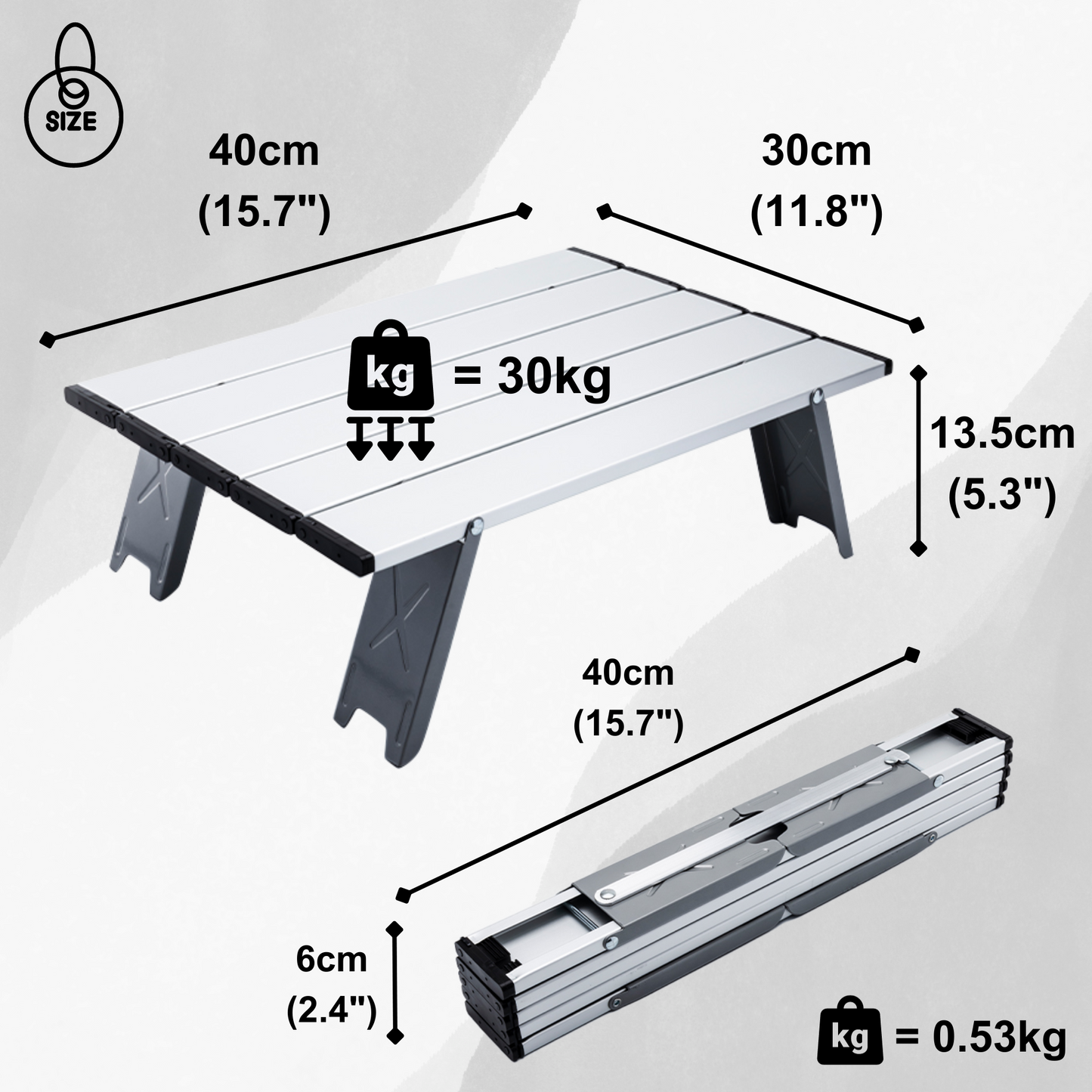 16" Ultralight Compact Folding Camping Table (Aluminum)