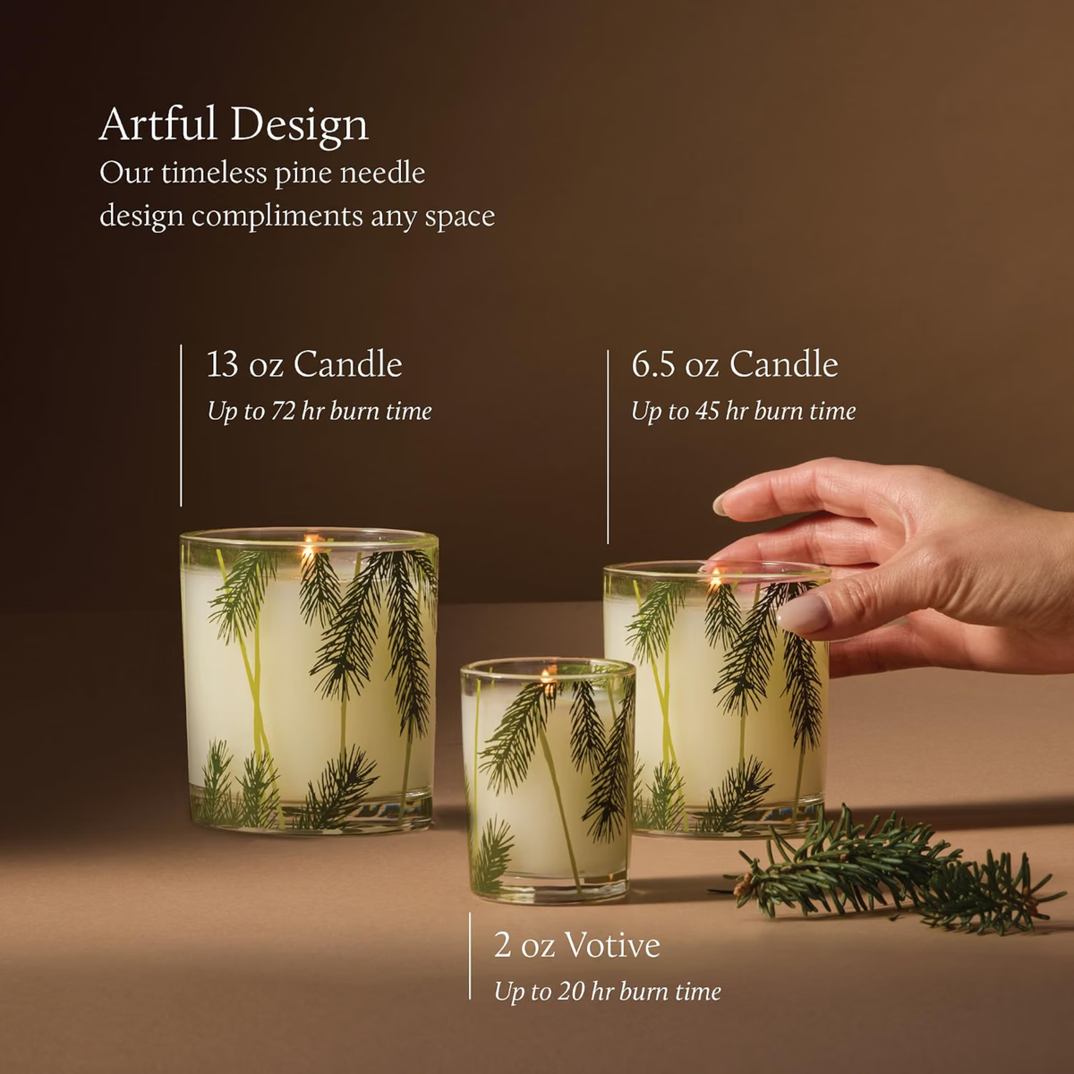 Thymes Frasier Fir Pine Needle Candle | Crisp Siberian Fir, Cedarwood & Sandalwood