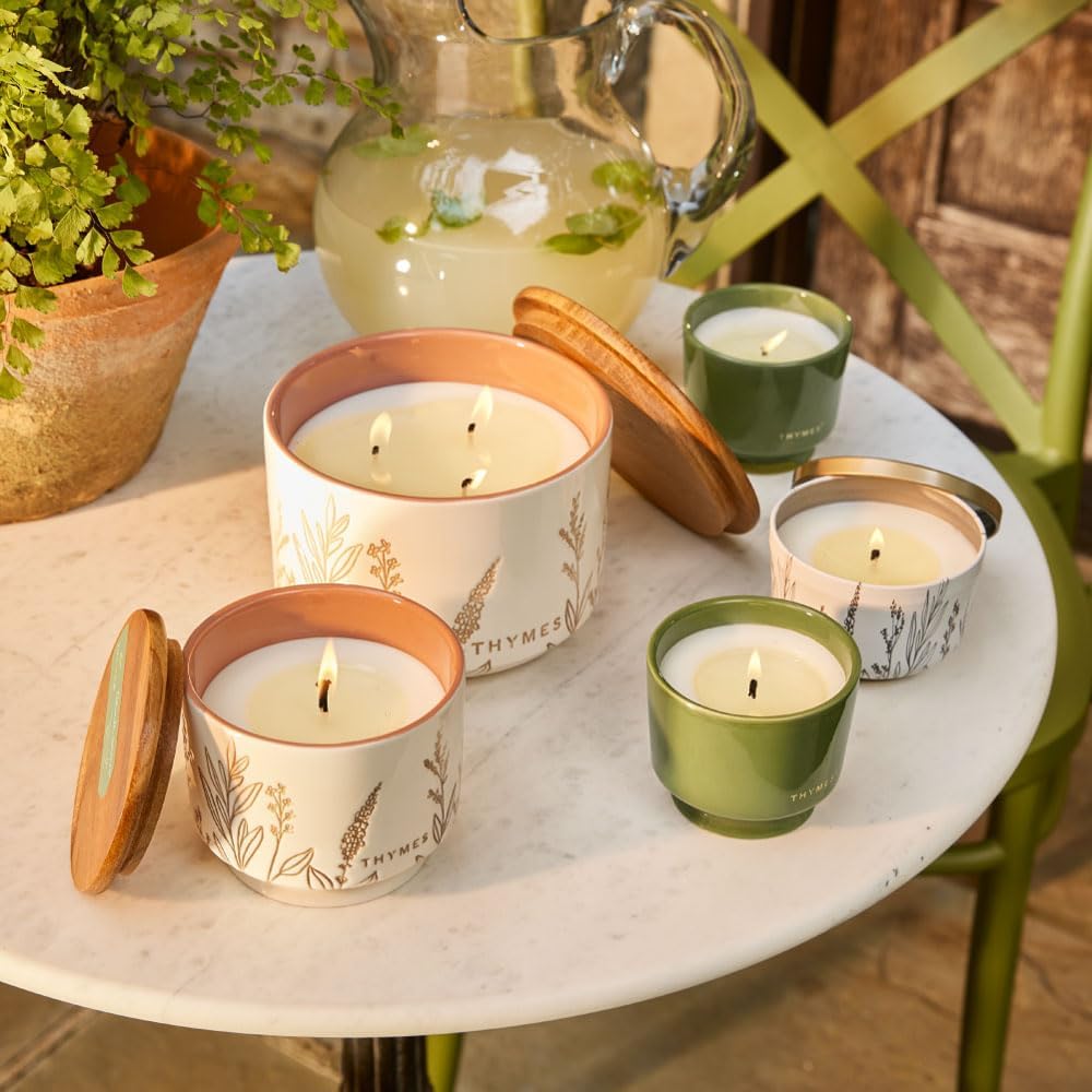 Thymes Outdoor Oasis Poured Candle Tin with Gold Lid - Citronella Grove