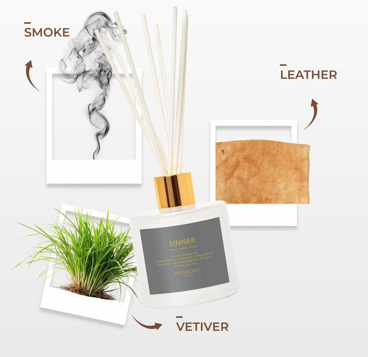 Moodcast Reed Diffuser | Persona | Sinner | 3.4 oz Glass Jar