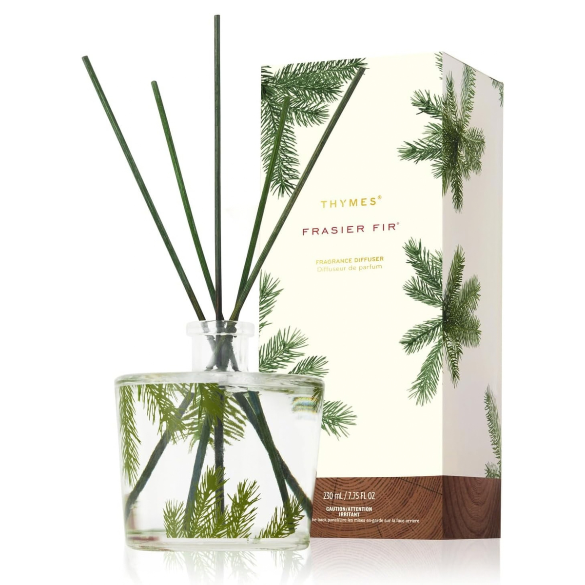 Thymes Frasier Fir Reed Diffuser Set | Reeds, Fragrance Oil, and Glass Bottle | 7.75 fl oz