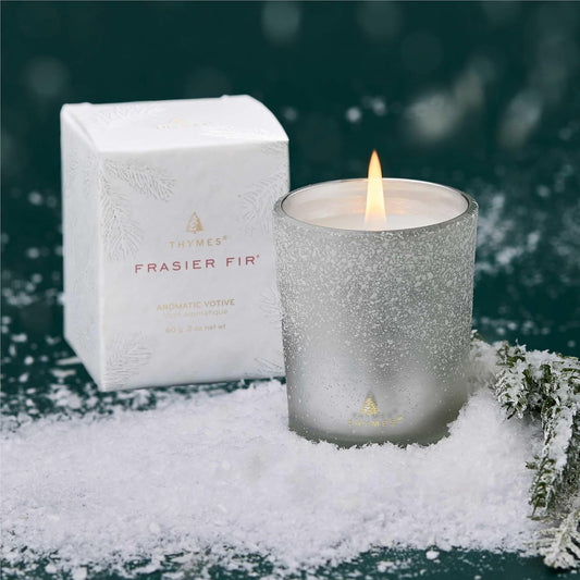 Thymes Flocked Votive Holiday Candle 2Oz - Frasier Fir