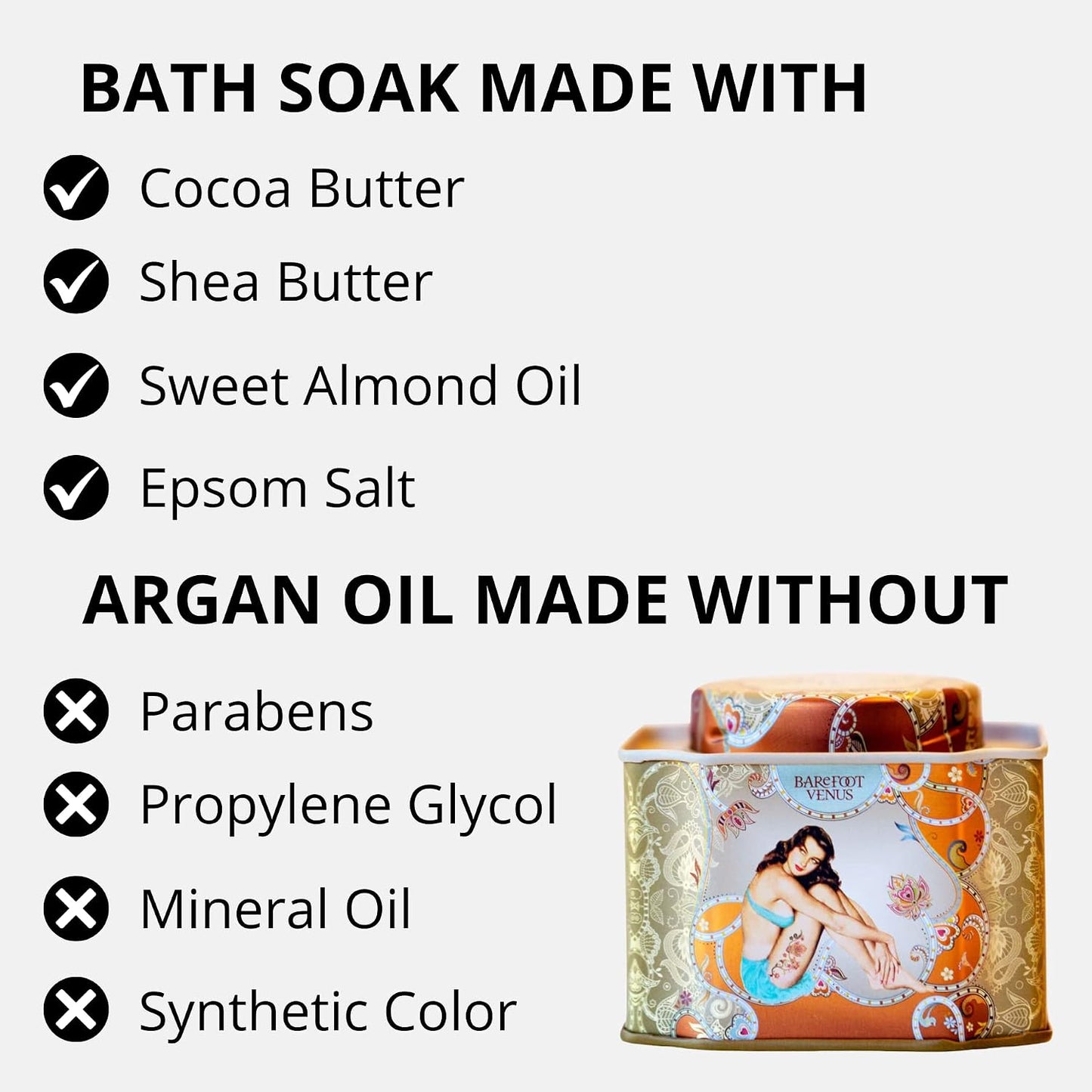 Barefoot Venus 100% Natural Bath Soak | 200g Tin | Coconut | Vanilla | Maple | Ruby | Apricot