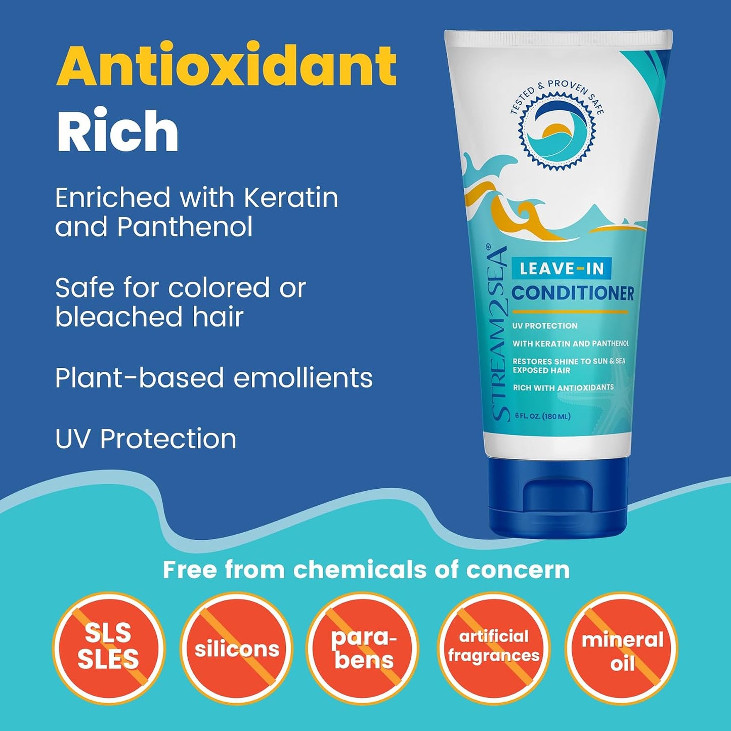 Stream2Sea Leave-In Conditioner with Sun Protection Pack of 3 | Travel Size 1oz