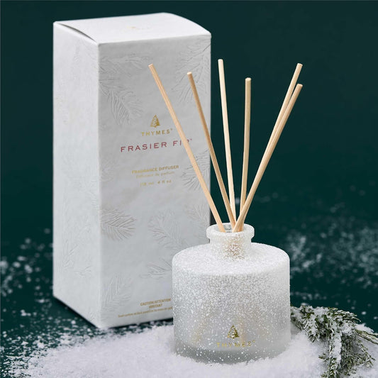 Thymes Frasier Fir Reed Diffuser Set | Reeds, Fragrance Oil, and Glass Bottle | 4 fl oz