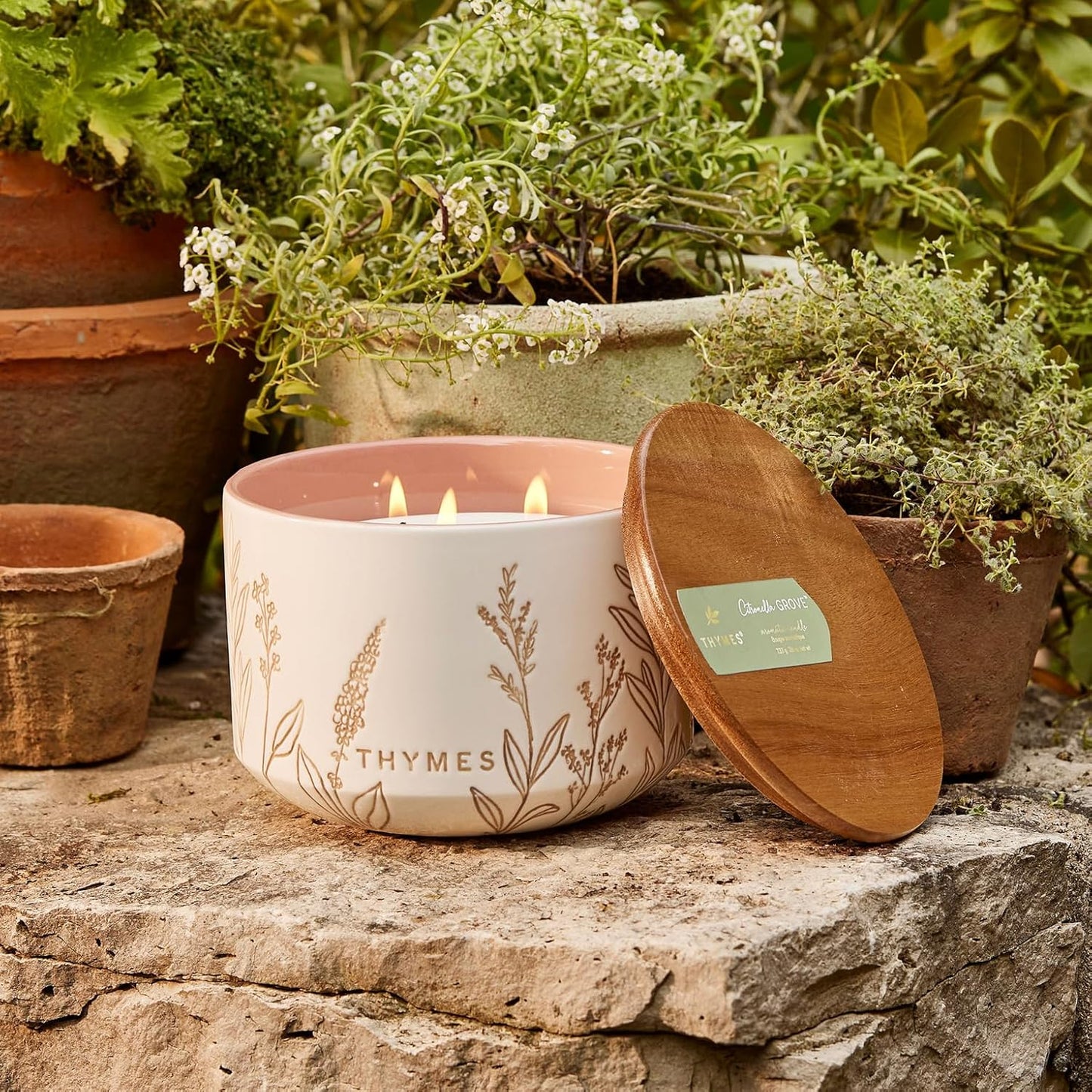 Thymes Outdoor Oasis Large Candle 26Oz - Citronella Grove