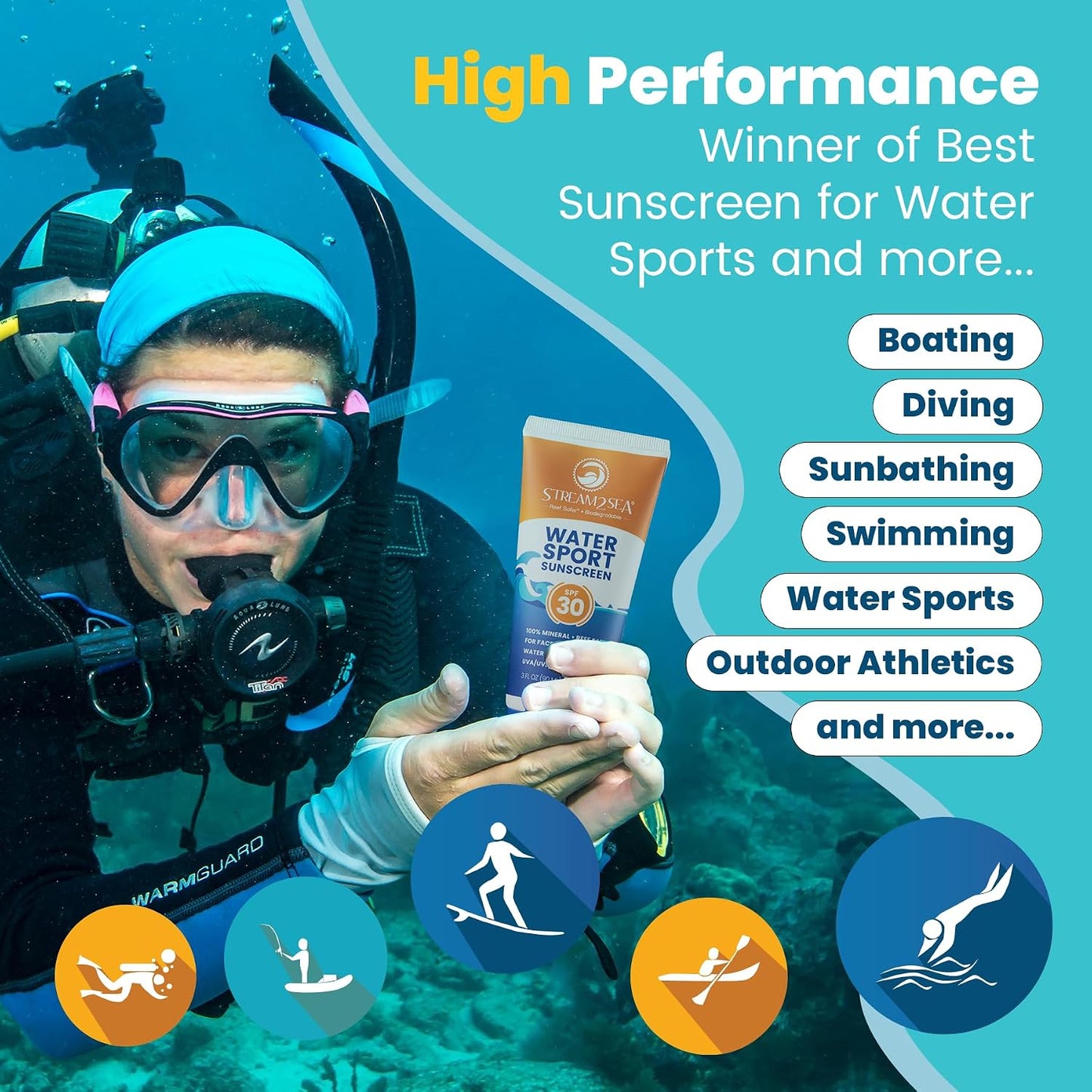 Stream2Sea Water Sport Mineral-Based Sunscreen | SPF 30