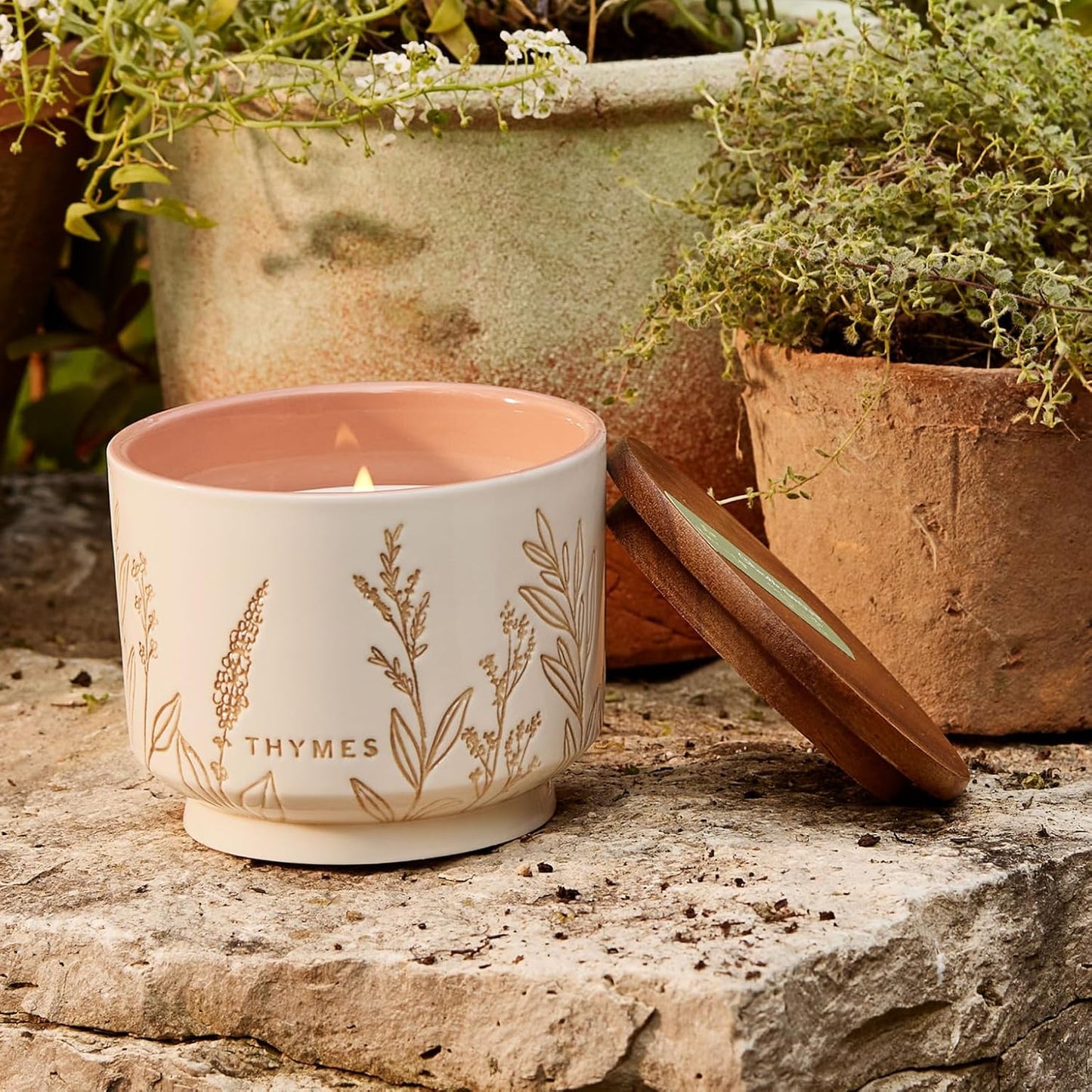 Thymes Outdoor Oasis Medium Candle 10Oz - Citronella Grove