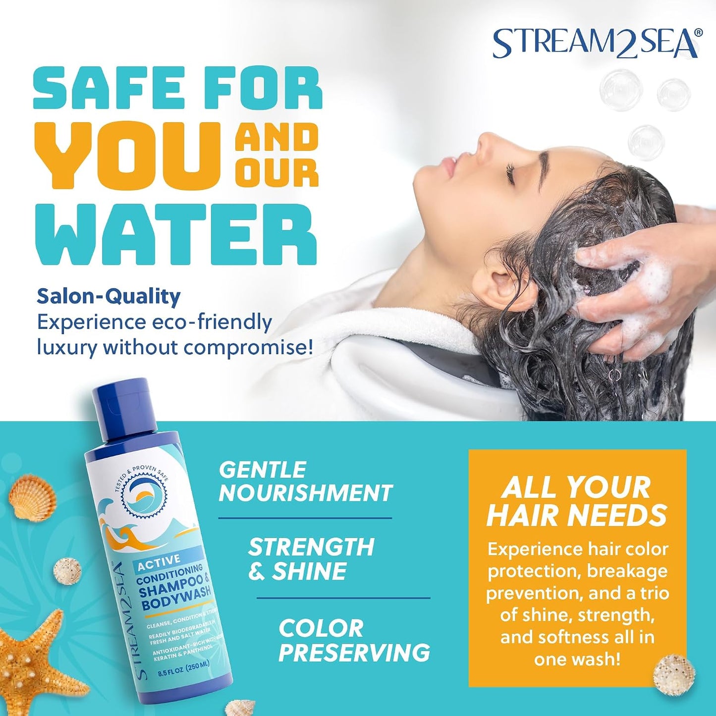 Stream2Sea 3-IN-1 Active Conditioning Shampoo & Body Wash | 8.5 fl oz