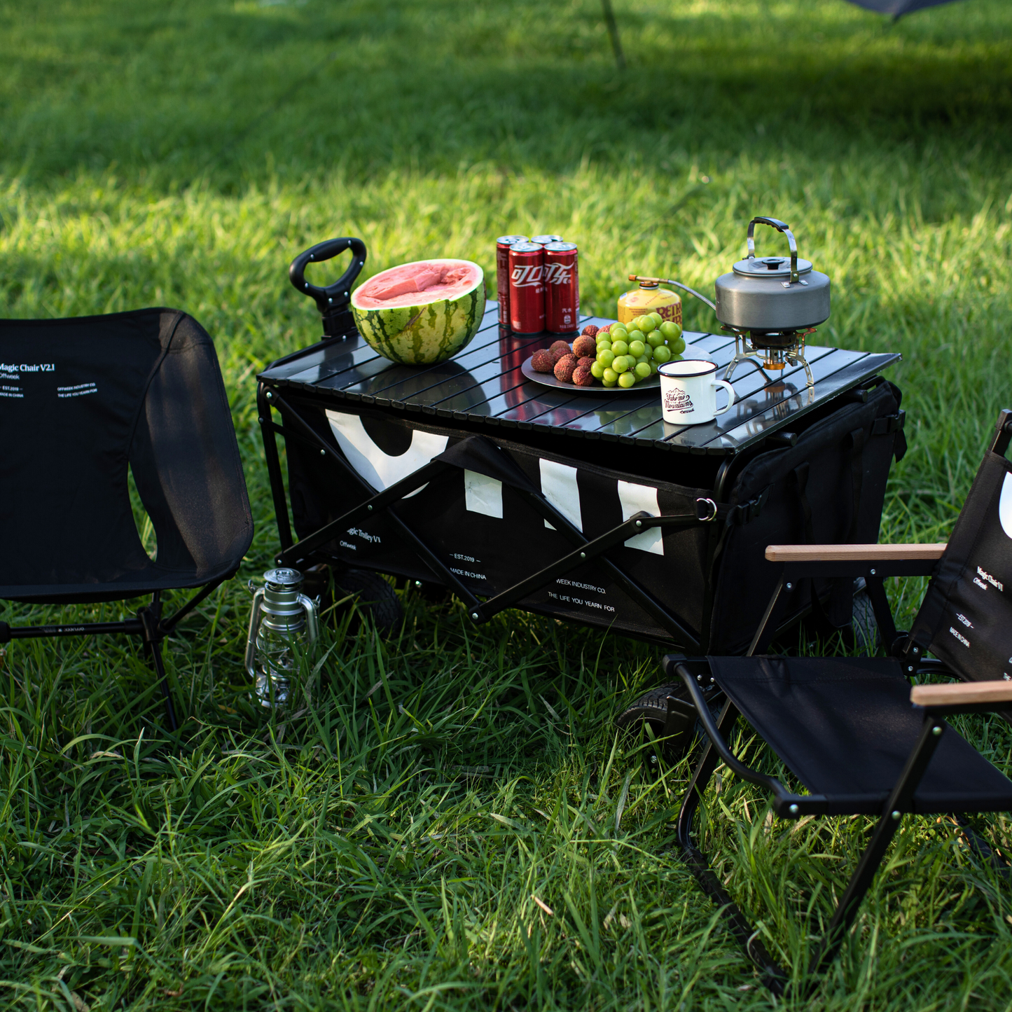 Premium Outdoor Folding Utility Wagon Cart with Open Trunk and All-Terrain Wheels