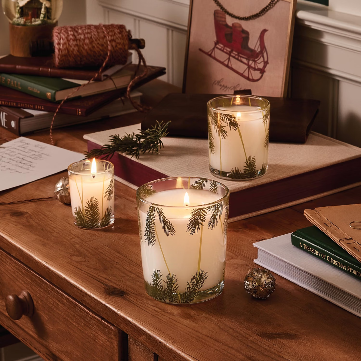 Thymes Frasier Fir Pine Needle Candle | Crisp Siberian Fir, Cedarwood & Sandalwood