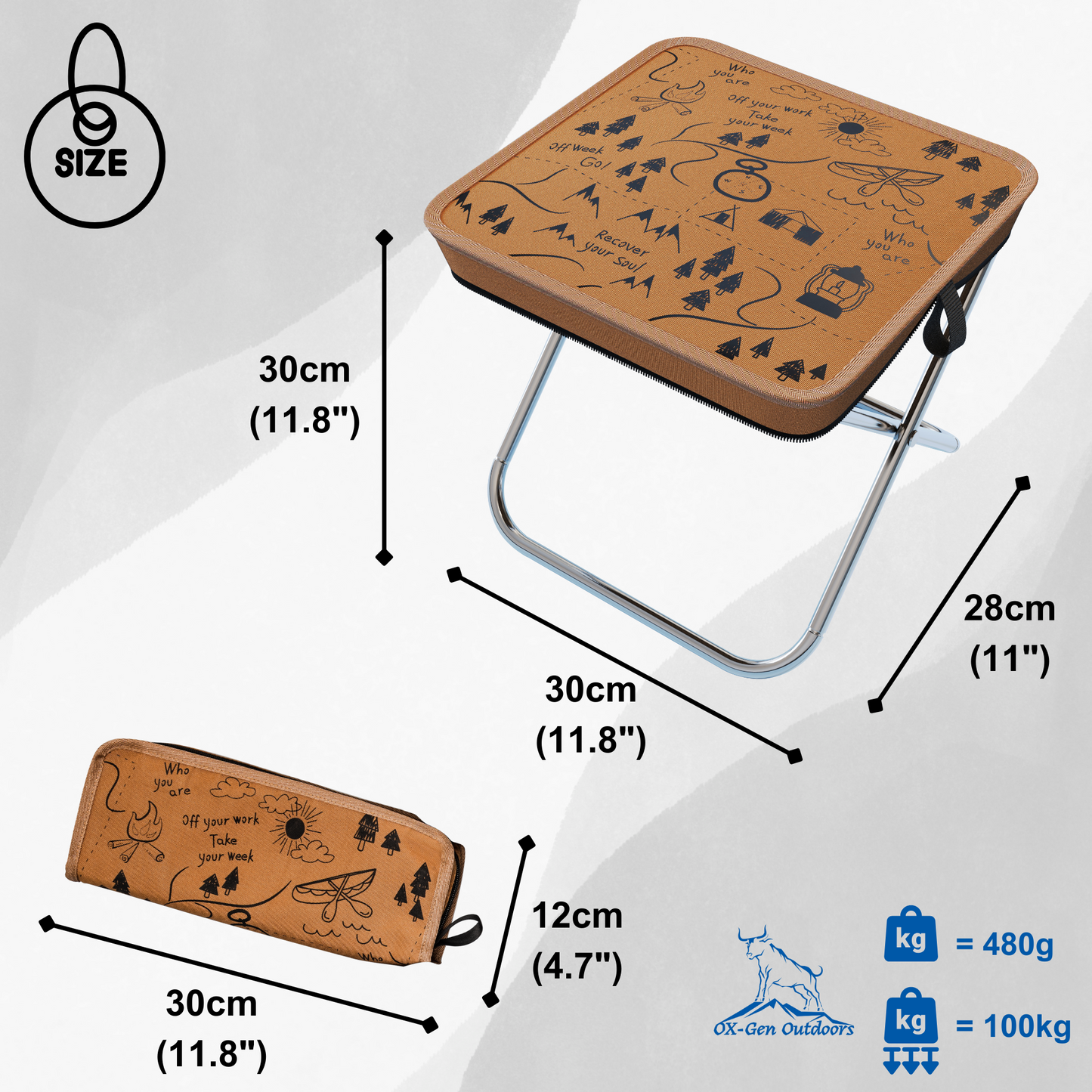 Ultralight Pocket-Size Plus Folding Camping Stool (Stainless Steel)