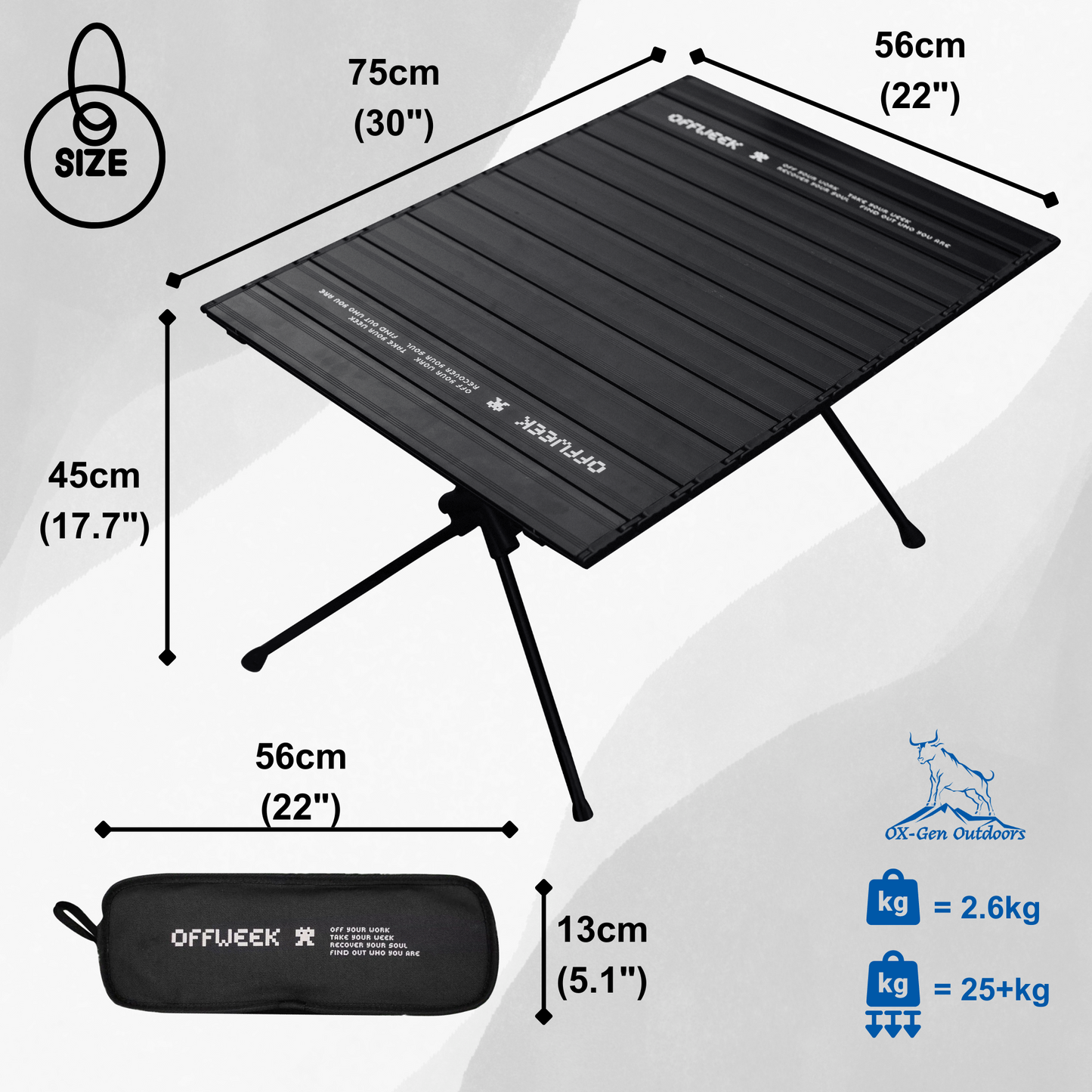 30" Ultralight Foldable Camping Table with Storage Bag, Height Adjustable (Aluminum)