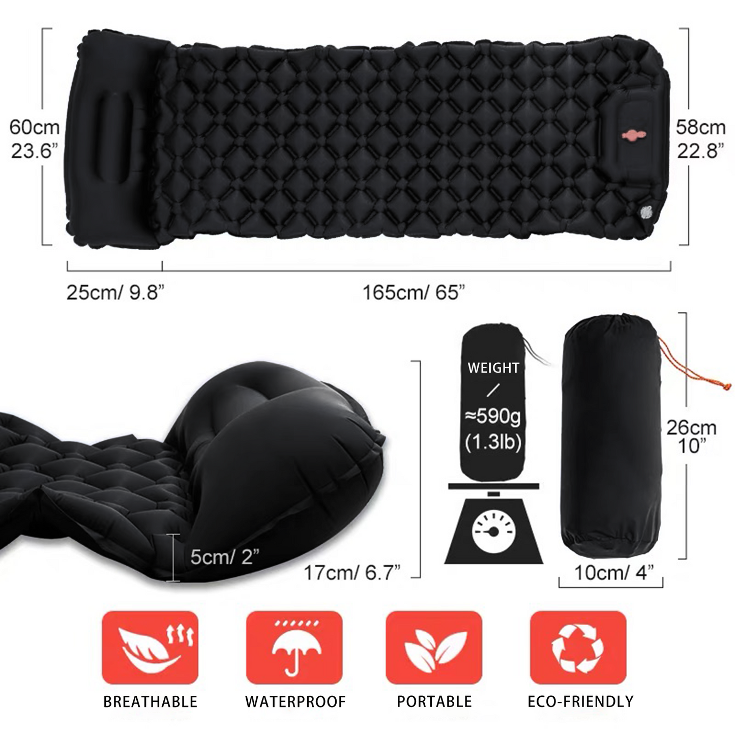 Ultralight Inflatable Sleeping Pad for Camping and Hiking