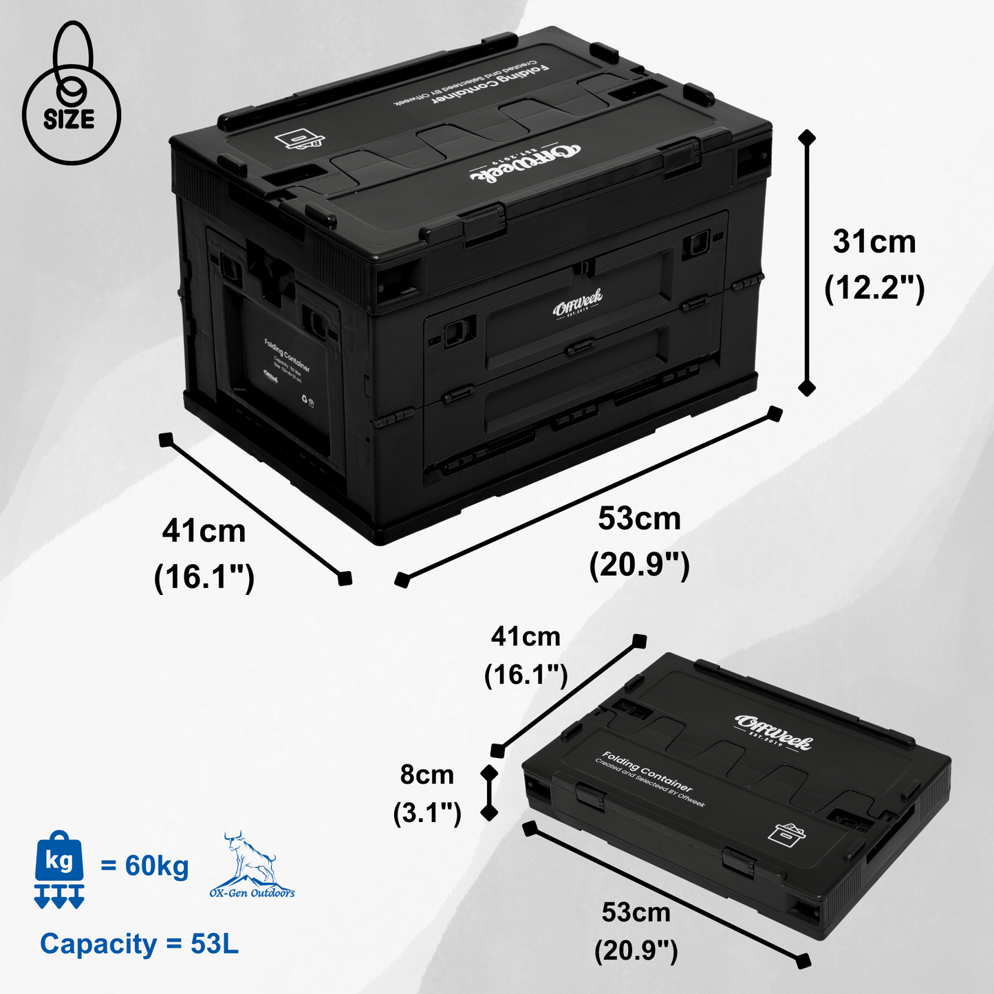 53L Side-Open Indoor/Outdoor Storage Box and Trunk Organizer