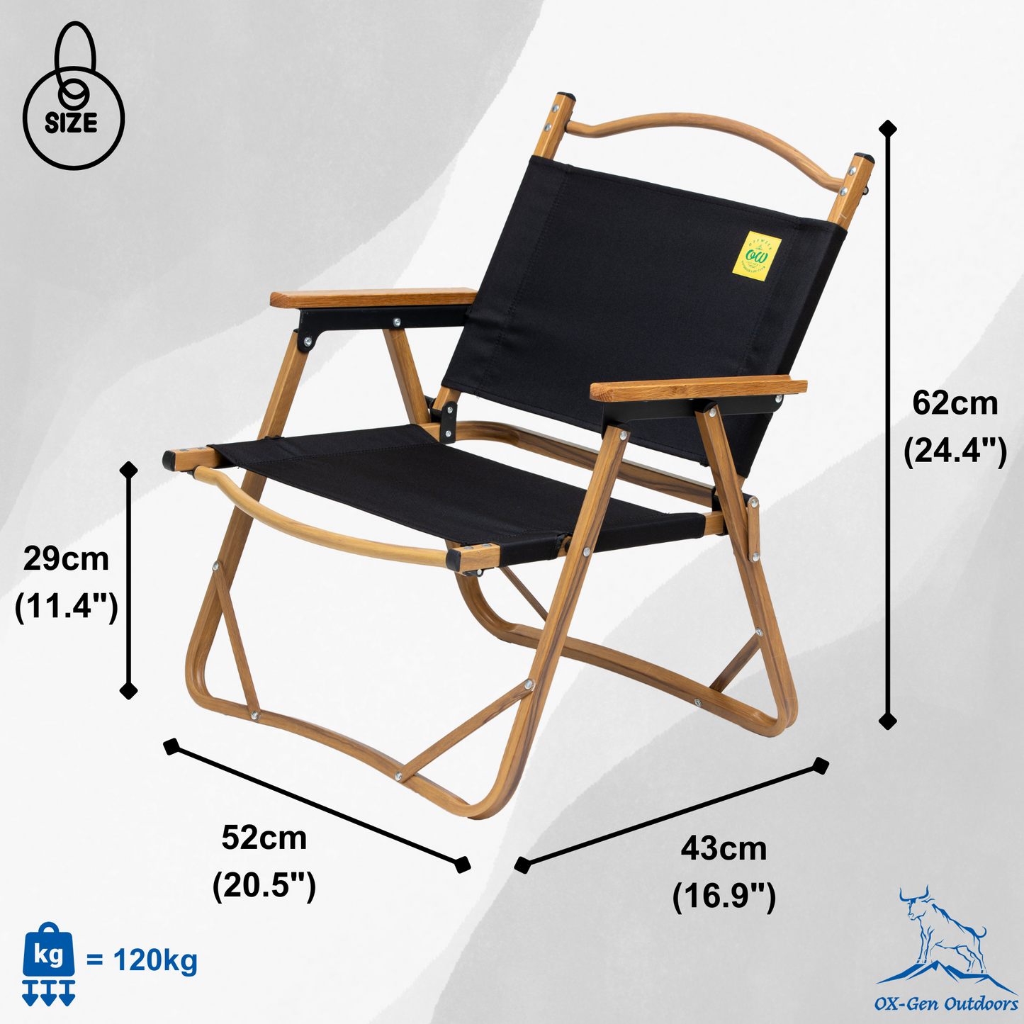 Ultralight Foldable Camping Chair with Wooden Armrests (Aluminum)