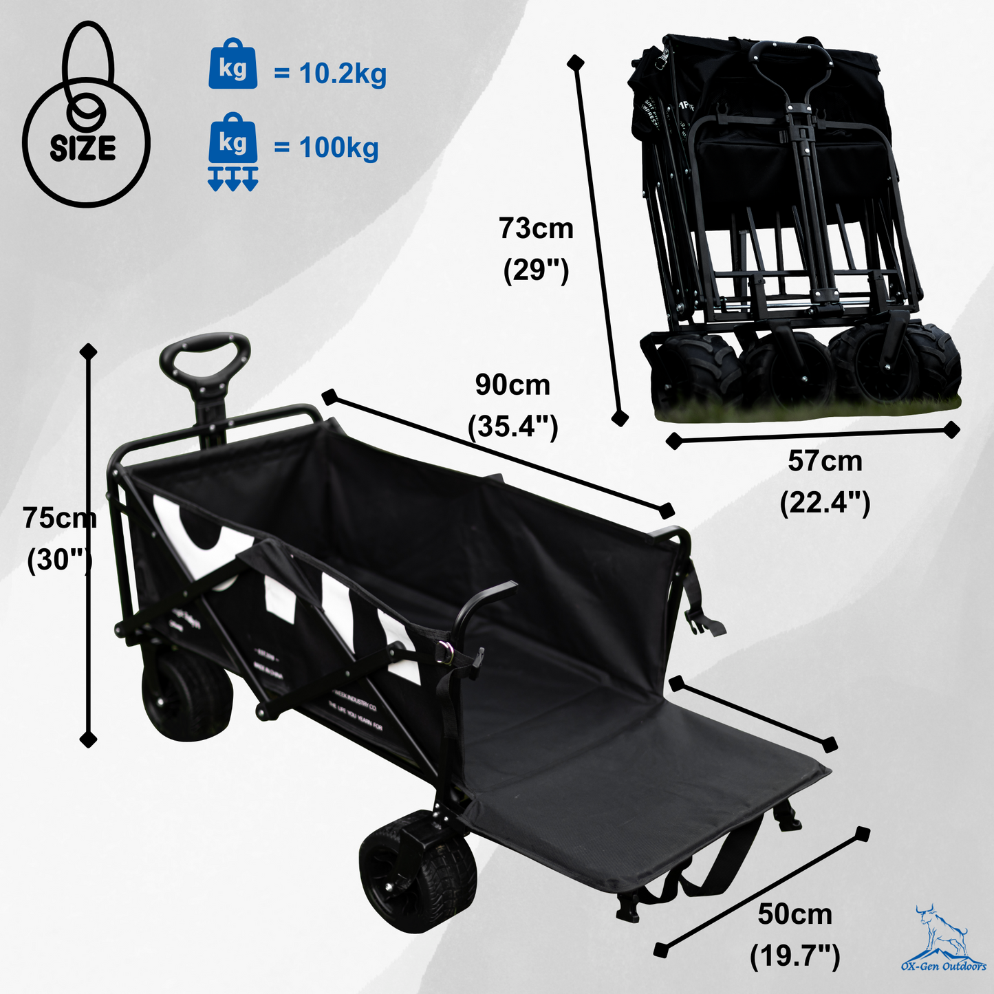 Premium Outdoor Folding Utility Wagon Cart with Open Trunk and All-Terrain Wheels