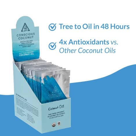 Conscious Coconut 100% Organic Coconut Oil Packets