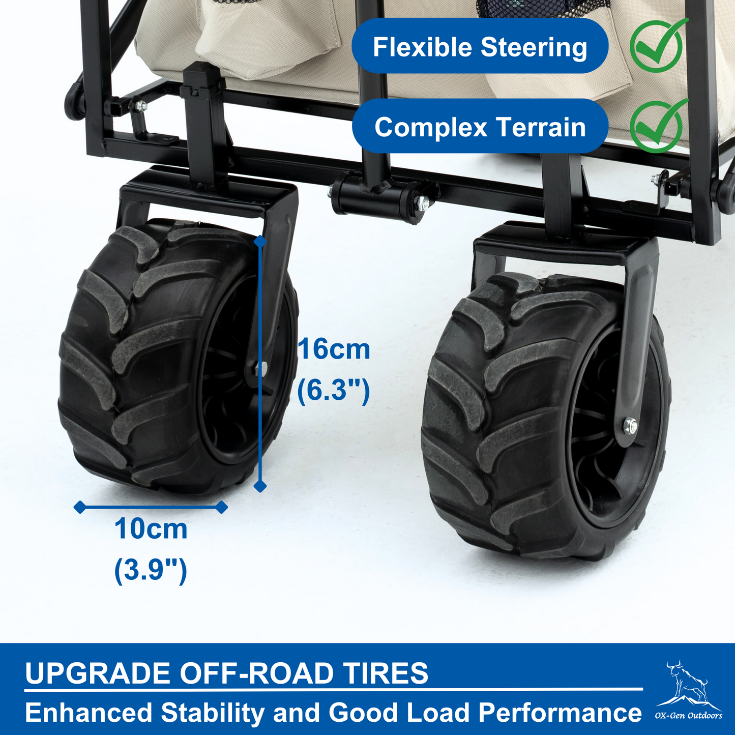 Premium Outdoor Folding Utility Wagon Cart with Open Trunk and All-Terrain Wheels