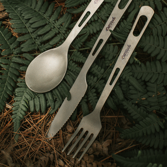 Ultralight Titanium 3 Pieces Camping Flatware Set with Hooks