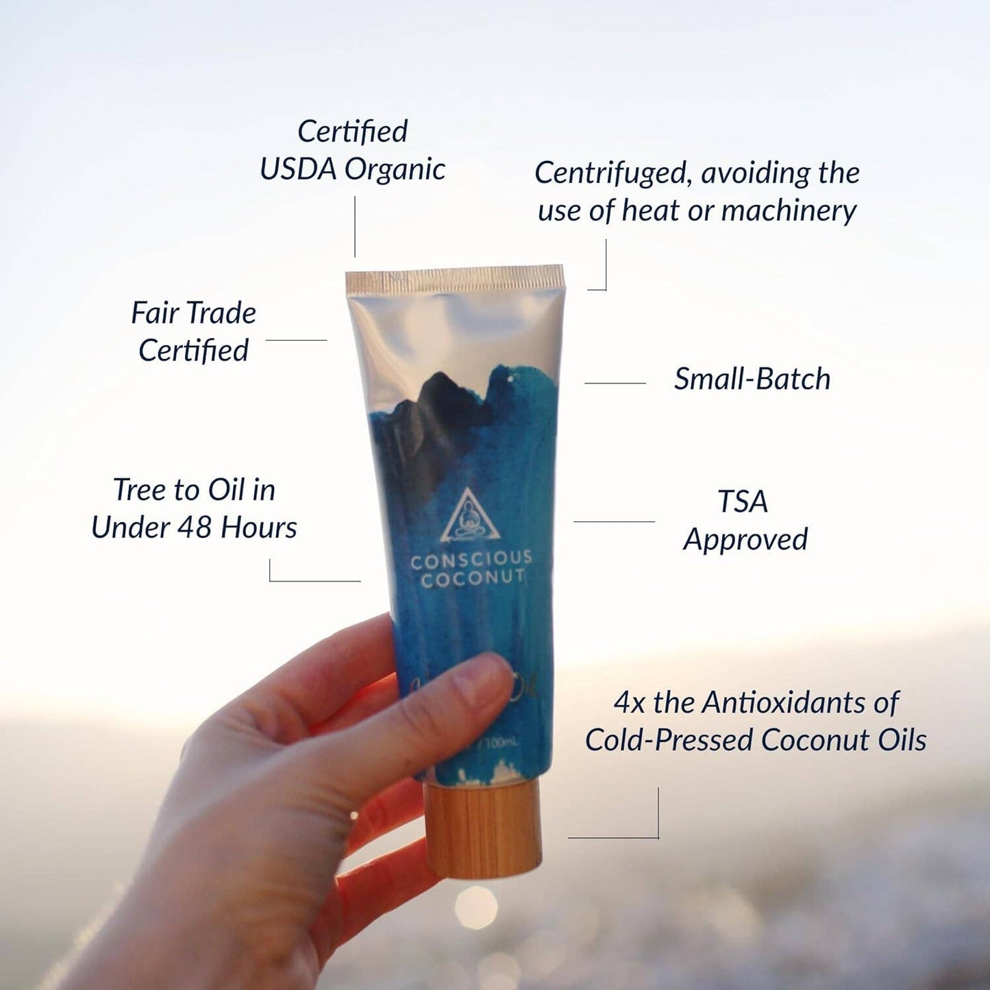 Conscious Coconut Travel-Ready Coconut Oil Tube | 3.4oz