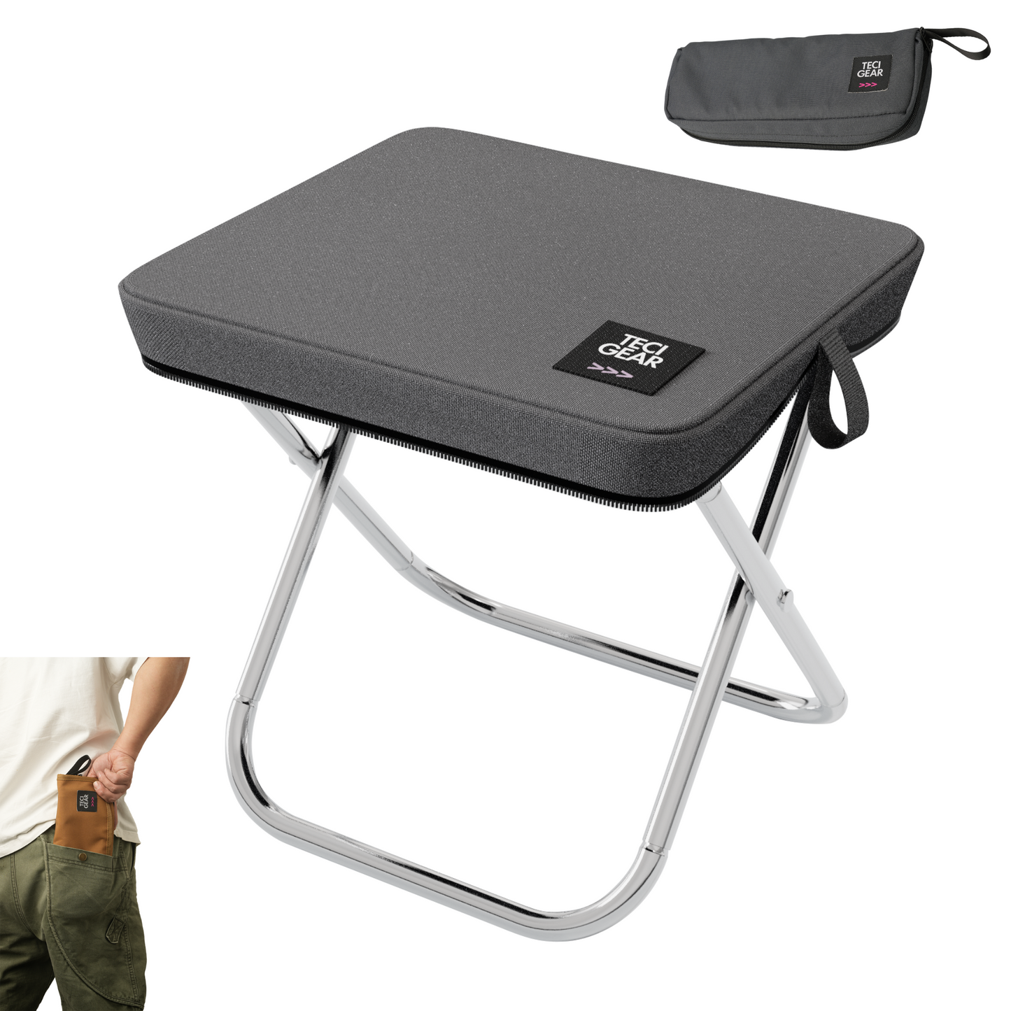 Ultralight Pocket-Size Folding Camping Stool (Aluminum)