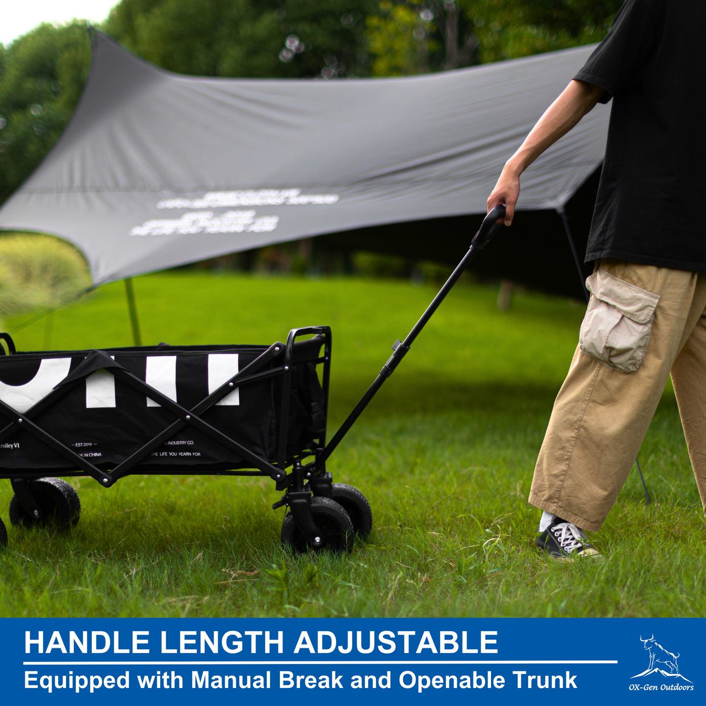 Premium Outdoor Folding Utility Wagon Cart with Open Trunk and All-Terrain Wheels